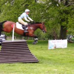 May 2013 - Brigstock Horse Trials at Rockingham Castle. The Roger Helmer “Devil’s Elbow” jump, with banner.