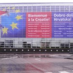July 2013 - In Strasbourg, the sky itself weeps on the Croatian welcome posters