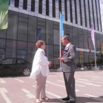 August 2012 Corby: Candidate Margot Parker and Nigel Farage discuss cost over-runs at The Cube.
